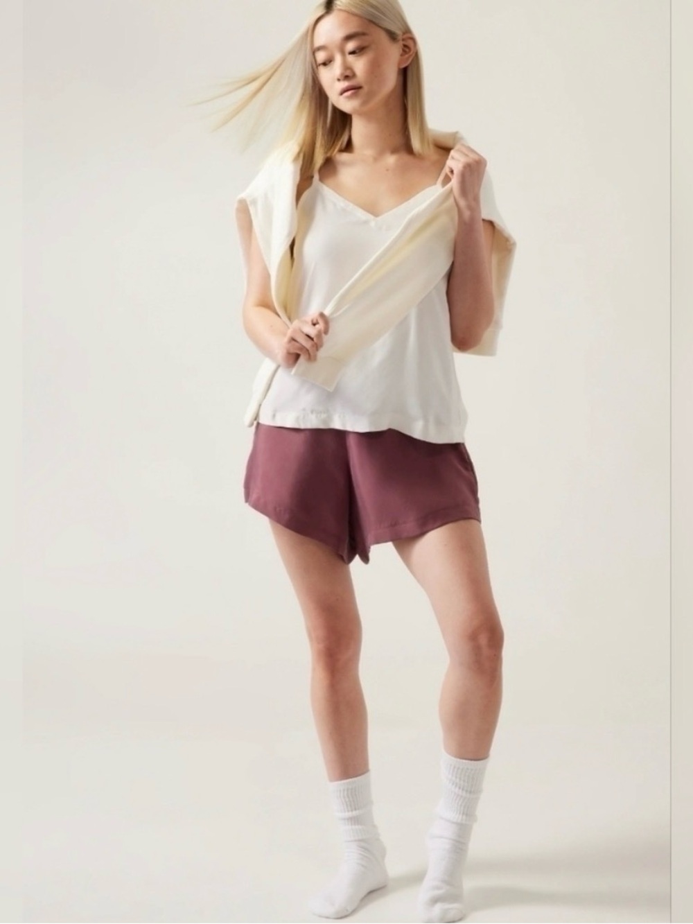 Athleta Calm Cool Shorts Pajama Bottoms Satin Sleep Tawny Rose Pink $49 Small